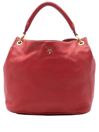 Pre-owned Prada 2000-2025 Vitello Daino Hobo Bag In Red