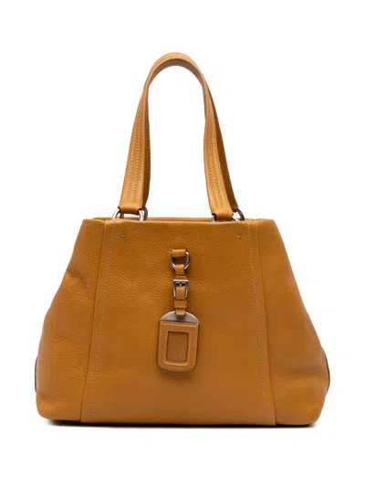 Pre-owned Prada 2000-2025 Vitello Daino Open Convertible Tote Satchel In Brown