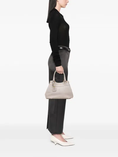 Pre-owned Prada 2000-2025 Vitello Daino Open Convertible Tote Satchel In Gray