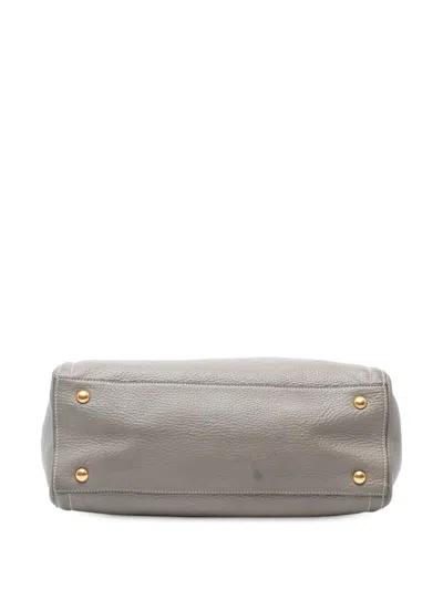 Pre-owned Prada 2000-2025 Vitello Daino Open Convertible Tote Satchel In Gray