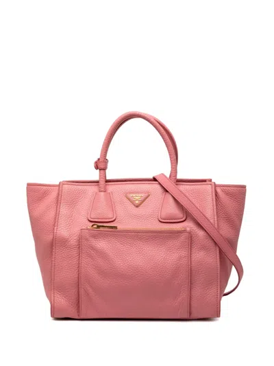 Pre-owned Prada 2000-2025 Vitello Daino Shopping Tote Satchel In Pink