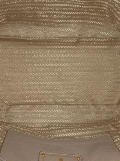 Pre-owned Prada 2000-2025 Vitello Daino Side Pocket Convertible Tote Satchel In Gray