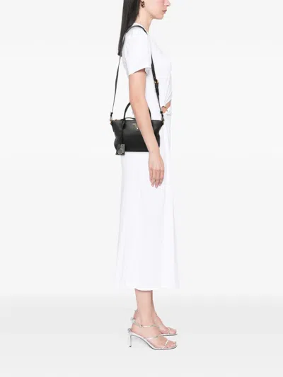 Pre-owned Prada 2000-2025 Vitello Daino Zip Top Satchel In Black