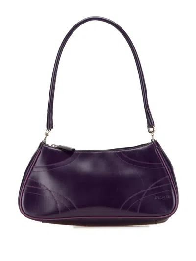 Pre-owned Prada 2000-2025 Vitello Drive Shoulder Bag In Purple