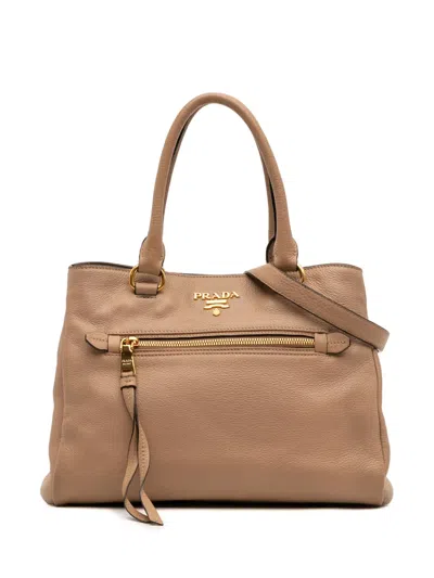 Pre-owned Prada 2000-2025 Vitello Phenix Satchel In Brown