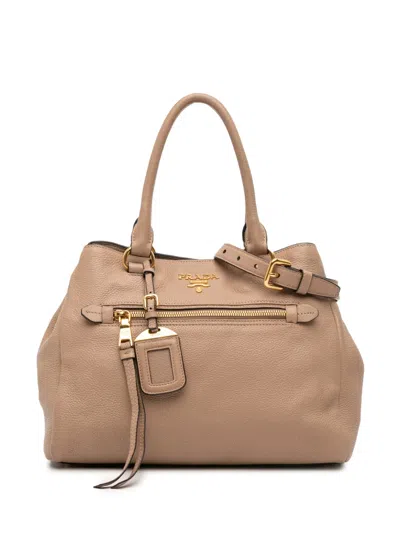 Pre-owned Prada 2000-2025 Vitello Phenix Satchel In Brown