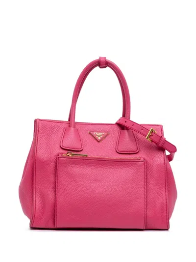 Pre-owned Prada 2000-2025 Vitello Phenix Shopping Tote Satchel In Pink
