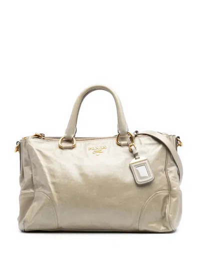 Pre-owned Prada 2000-2025 Vitello Shine Satchel In Brown