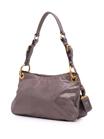 Pre-owned Prada 2000-2025 Vitello Shine Shoulder Bag In Brown