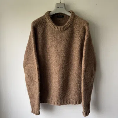 Pre-owned Prada 2000's Brown Mohair/wool Heavy Knit Pullover Sweater