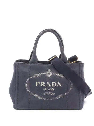 Pre-owned Prada 2000's Canapa Tote Bag In Blue
