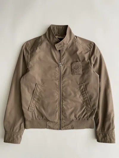 Pre-owned Prada 2000's Chest Badge Polyester Zip Jacket In Brown