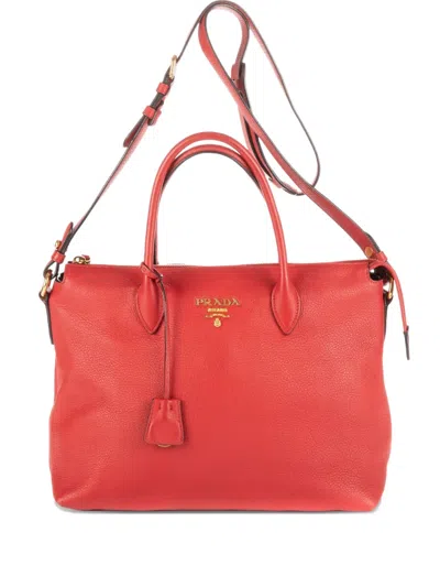 Pre-owned Prada 2000 Daino Tote Bag In Red