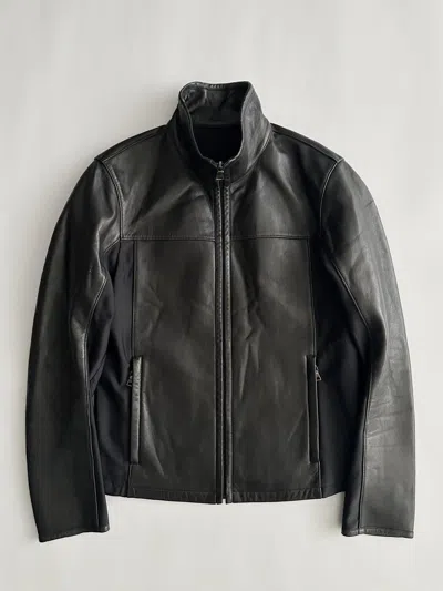 Pre-owned Prada 2000's Hybrid Leather Jacket In Black