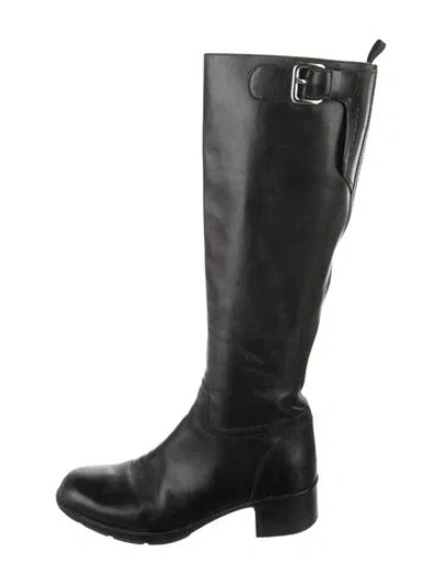 Pre-owned Prada 2000's Leather Riding Boots In Black