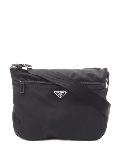 Pre-owned Prada 2000 Logo-triangle Shoulder Bag In Black
