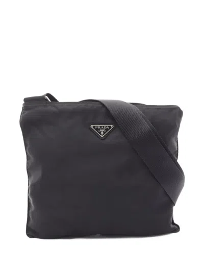 Pre-owned Prada 2000 Logo-triangle Shoulder Bag In Black