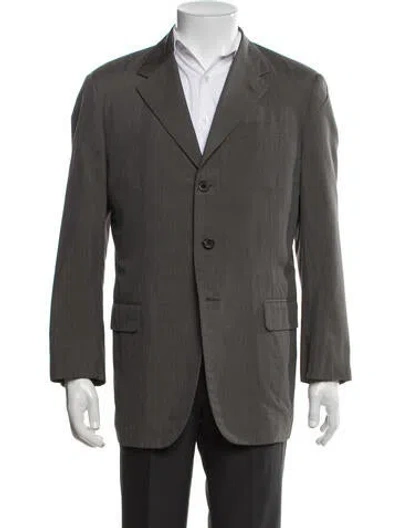 Pre-owned Prada 2000's Plaid Print Blazer In Grey