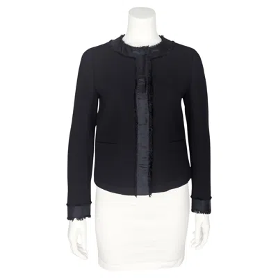 Pre-owned Prada 2000's  Jacket With Silk Trim And Fringe In Black