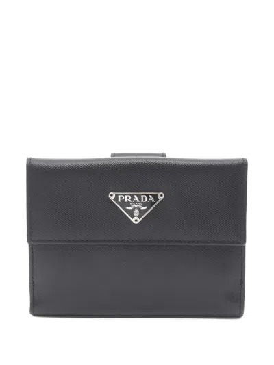 Pre-owned Prada 2000 Saffiano Leather Bi-fold Wallet In Black