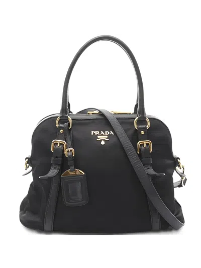 Pre-owned Prada 2000's Saffiano Tessuto Tote Bag In Black