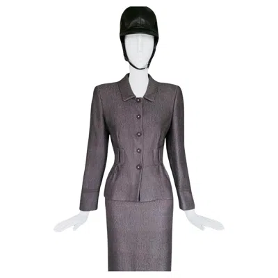 Pre-owned Prada 2000 Skirt Suit Elegant Wool Jacket Skirt In Gray
