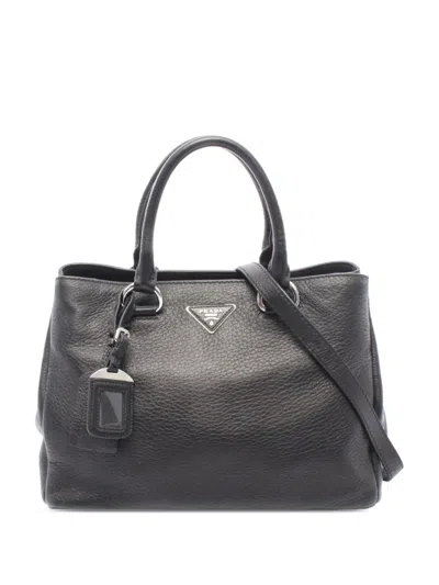 Pre-owned Prada 2000-2010 Grained Leather Satchel In Black