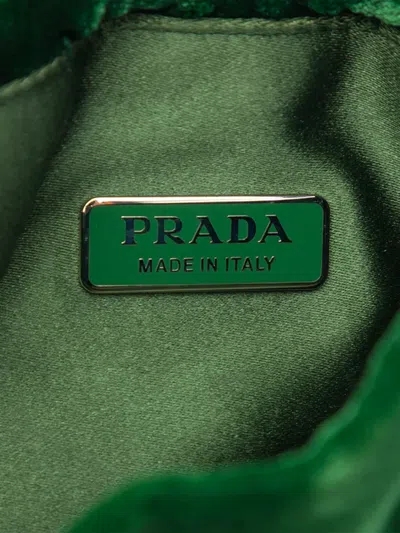 Pre-owned Prada 2000-2013 Beaded Velluto Pouch In Green
