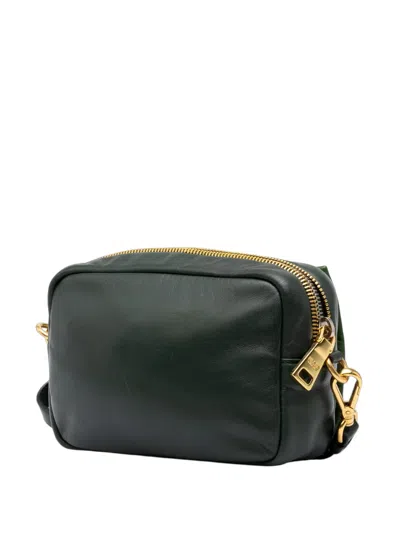 Pre-owned Prada 2000-2013 Bicolor Nappa Fiocco Clutch On Strap Crossbody Bag In Green