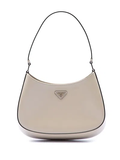 Pre-owned Prada 2000-2013 Brushed Leather Cleo Shoulder Bag In Brown
