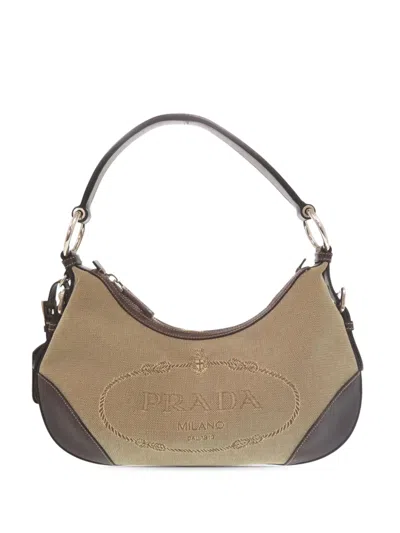 Pre-owned Prada 2000-2013 Canapa Logo Shoulder Bag In Brown