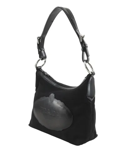 Pre-owned Prada 2000-2013 Canapa Logo Tessuto Shoulder Bag In Black