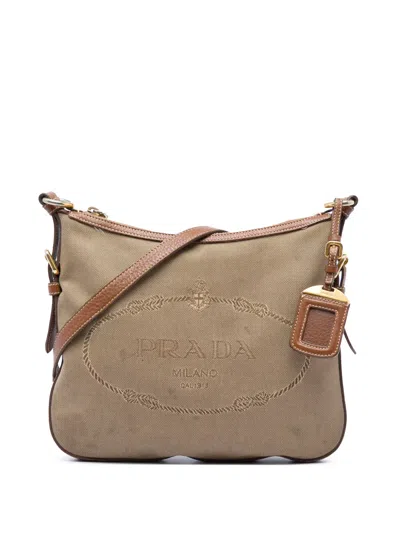 Pre-owned Prada 2000-2013 Canvas Canapa Logo Crossbody Bag In Neutral