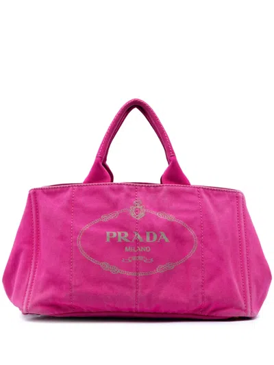Pre-owned Prada 2000-2013 Canvas Canapa Logo Satchel In Pink