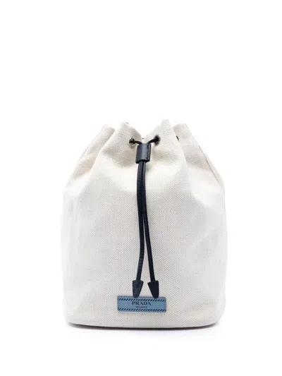 Pre-owned Prada 2000-2013 Canvas Mistolino Drawstring Pouch In Brown