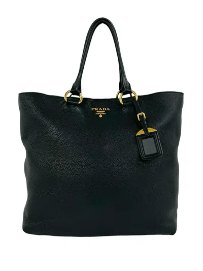 Pre-owned Prada 2000-2013 Grained Leather Tote Bag In Black