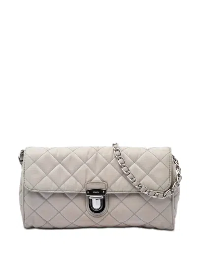 Pre-owned Prada 2000-2013 Impuntu Tessuto Chain Crossbody Bag In Grey