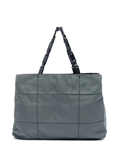 Pre-owned Prada 2000-2013 Impuntu Tessuto Chain Tote Bag In Gray