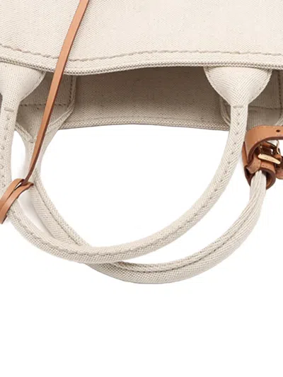 Pre-owned Prada 2000-2013 Large Linen And Vitello Logo Tote Bag In Neutrals