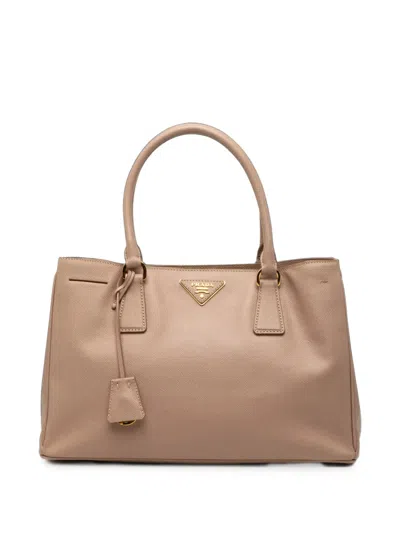 Pre-owned Prada 2000-2013 Large Saffiano Lux Galleria Satchel In Brown