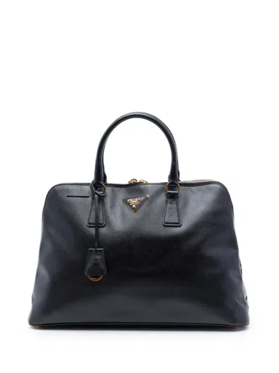 Pre-owned Prada 2000-2013 Large Saffiano Lux Promenade Satchel In Black