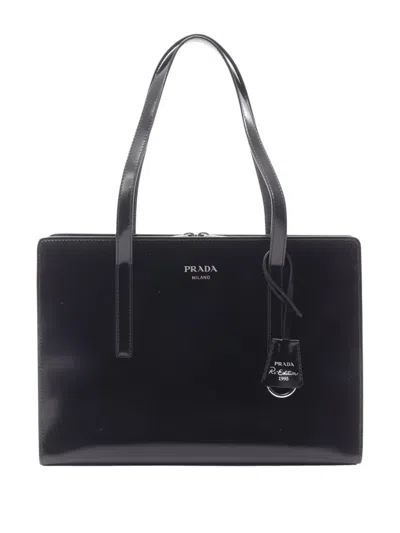 Pre-owned Prada 2000-2013 Medium Spazzolato Re Edition 1995 Tote Bag In Black
