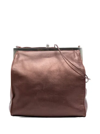 Pre-owned Prada 2000-2013 Metallic Nappa Frame Crossbody Bag In Brown