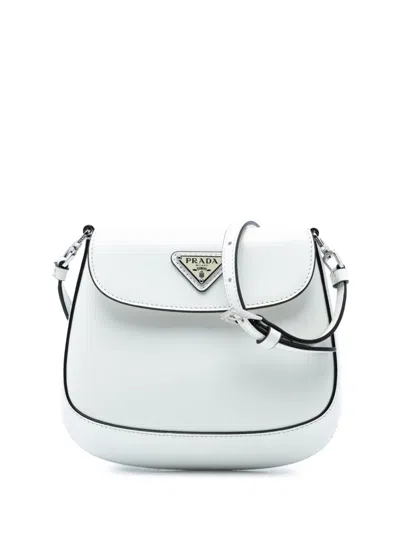 Pre-owned Prada 2000-2013 Mini Brushed Leather Cleo Bag Crossbody Bag In White