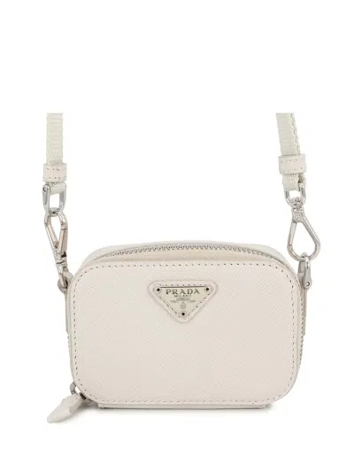 Pre-owned Prada 2000-2013 Mini Saffiano Pouch Crossbody Bag In White