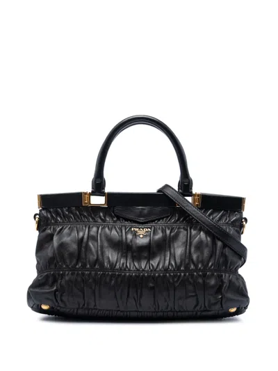 Pre-owned Prada 2000-2013 Nappa Gaufre Satchel In Black