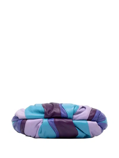 Pre-owned Prada 2000-2013 Nappa Trembled Blossoms Stripes Clutch Bag In Purple