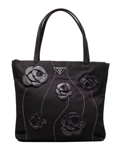 Pre-owned Prada 2000-2013 Rosette Tessuto Tote Bag In Black