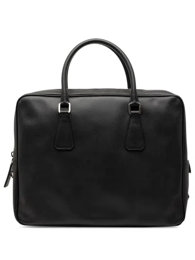 Pre-owned Prada 2000-2013 Saffiano Business Bag In Black
