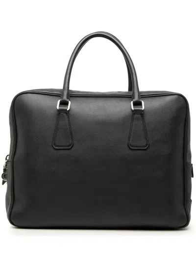 Pre-owned Prada 2000-2013 Saffiano Business Bag In Black